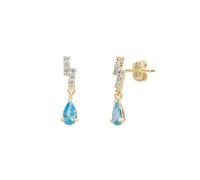 Spero London Blue Topaz Lightning Bolt Earrings 9ct Solid Gold