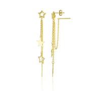 Spero London Chain and Stars Sterling Silver Drop Earrings - Gold - Gold