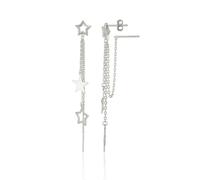 Spero London Chain and Stars Sterling Silver Drop Earrings - Silver - Silver