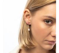 Spero London Diamond Drop Real Pearl Fine Earrings 14ct Solid Gold