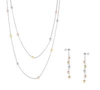 Spero London Dorica Sterling Silver Multi Bead Drop Earrings And Double Layer Necklace Set - Multicolor - Multicolor