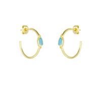 Spero London Drop Turquoise Solitaire Earrings Sterling Silver - Turquoise - Gold - Gold