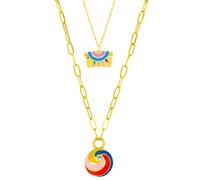 Spero London Enamel Mystic and Spiral Sterling Silver Necklace Layering Set