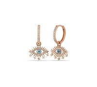 Spero London Evil Eye Earring Blue Eye Eyelash Pave Sterling Silver Earrings - Rose Gold - Rose Gold