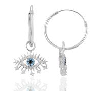 Spero London Evil Eye Earring Blue Eye Eyelash Sterling Silver Earrings - Silver - Silver