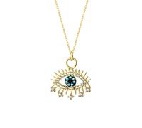 Spero London Evil Eye Earring Blue Eye Eyelash Sterling Silver Pendant Necklace - Gold - Gold