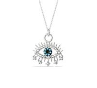 Spero London Evil Eye Earring Blue Eye Eyelash Sterling Silver Pendant Necklace - Silver - Silver
