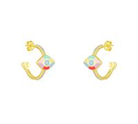 Spero London Evil Eye Rainbow Pave Sterling Silver Hoop Earrings