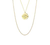 Spero London Eye Coin and Rectangular Chain Sterling Silver Evil Eye Necklace Set - Gold - Gold