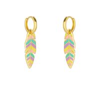 Spero London Feather Leaves Rainbow Enamel Hoop Earrings