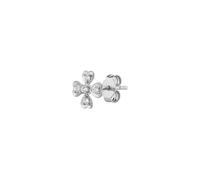 Spero London Fine 14k Solid Gold Diamond Clover Single Earring - 14ct White Gold - 14ct White Gold