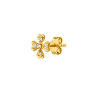 Spero London Fine 14k Solid Gold Diamond Clover Single Earring - 14ct Yellow Gold - 14ct Yellow Gold