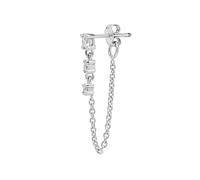 Spero London Fine Diamond Linked Tennis Earring in 14ct Solid Gold - Single - 14ct White Gold - 14ct White Gold