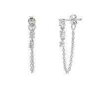 Spero London Fine Diamond Linked Tennis Earrings in 14ct Solid Gold - 14ct White Gold - 14ct White Gold