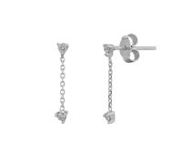 Spero London Fine Double Diamond Drop Earrings 14ct Solid Gold - 14ct White Gold - 14ct White Gold