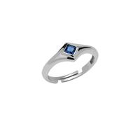 Spero London Fine Rectangular Navy Sterling Silver Statement Ring - Silver - Silver
