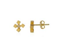 Spero London Four Cube Blocks Natural Textured Sterling Silver Authentic Stud Earrings - Gold - Gold