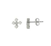 Spero London Four Cube Blocks Natural Textured Sterling Silver Authentic Stud Earrings - Silver - Silver