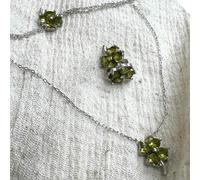 Spero London Four Leaf Clover Sterling Silver Necklace - Mystic Green