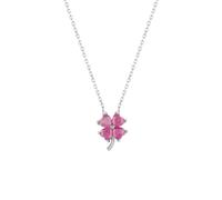 Spero London Four Leaf Clover Sterling Silver Necklace - Pink - Silver - Silver