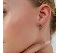 Spero London Four Leaf Clover Sterling Silver Stud Earrings and Necklace Set - Mystic Green