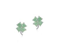 Spero London Four Leaf Clover Sterling Silver Stud Earrings - Green - Green