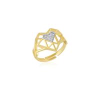 Spero London Geometric Heart Adjustable Ring in Sterling Silver - Gold - Gold
