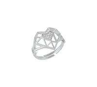 Spero London Geometric Heart Adjustable Ring in Sterling Silver - Silver - Silver