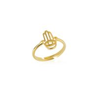 Spero London Hamsa Hand Adjustable Ring in Sterling Silver - Gold - Gold