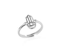 Spero London Hamsa Hand Adjustable Ring in Sterling Silver - Silver - Silver