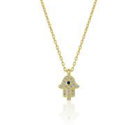 Spero London Hamsa Hand Necklace Sterling Silver With Blue Stone - Gold - Gold
