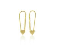 Spero London Heart Beaded Safety Pin Sterling Silver Earrings - Gold - Gold