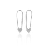 Spero London Heart Beaded Safety Pin Sterling Silver Earrings - Silver - Silver