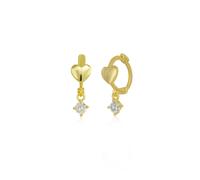 Spero London Heart Huggie Hoop Drop Earrings - Gold - Gold