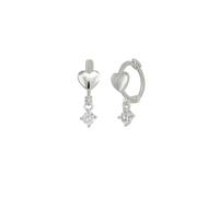 Spero London Heart Huggie Hoop Drop Earrings - Silver - Silver