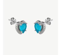 Spero London Heart Of Ocean Blue Sterling Silver Stud Earrings