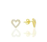 Spero London Heart Sterling Silver Stud Earrings - Gold - Gold