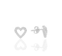 Spero London Heart Sterling Silver Stud Earrings - Silver - Silver