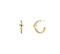 Spero London Hoop Heart Pave Sterling Silver Earrings - Full Gold - Full Gold