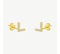 Spero London Initial Letter Stud Earrings Sterling Silver in 18K Gold Plated - Pair - L