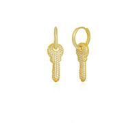 Spero London Key Gold Color Hoop Sterling Silver Earrings - Gold - Gold