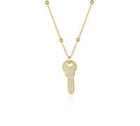 Spero London Key Pendant Necklace With Beaded Chain Sterling Silver - Gold - Gold