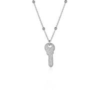 Spero London Key Pendant Necklace With Beaded Chain Sterling Silver - Silver - Silver