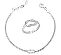 Spero London Knot Bracelet and Ring Set in Sterling Silver - Silver - Silver