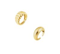 Spero London Large Multi Dished Puffy and Dome Sterling Silver Ring Stacking Set - Gold - Gold