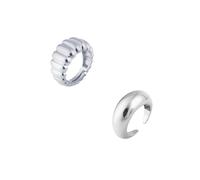 Spero London Large Multi Dished Puffy and Dome Sterling Silver Ring Stacking Set - Silver - Silver