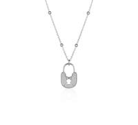Spero London Lock Pendant Necklace With Beaded Chain Sterling Silver - Silver - Silver