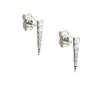 Spero London Long Pave Dagger Stud Earrings - Silver - Silver