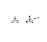 Spero London Lotus Diamond Fine Stud Earrings in 14ct Solid Gold - 14ct White Gold - 14ct White Gold