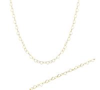Spero London Love Heart Sterling Silver Chain Bracelet and Necklace Set - Gold - Gold